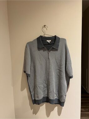 Reiss Short-Sleeve Zip Polo with Textured Knit